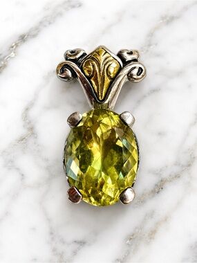 Ann King Retired Orchid Pendant Sterling Silver 18K Gold Citrine Signed